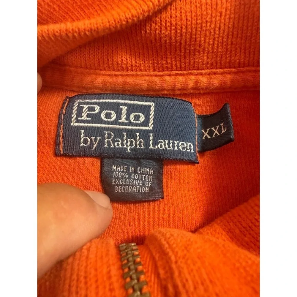 Polo Ralph Lauren Mens XXL Orange Quarter‎ Zip Pullover Cotton Sweater Pony Logo